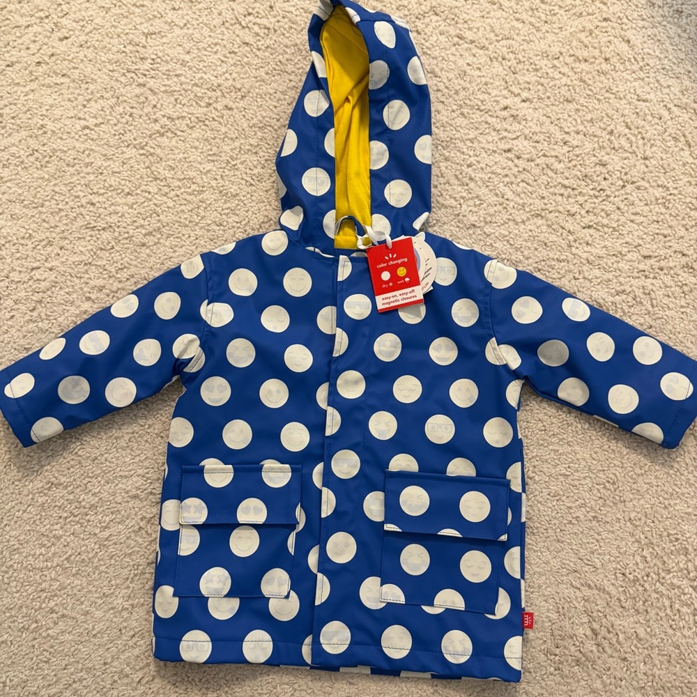 Magnetic Me Blue and White Polka Dot Emjoi Raincoat